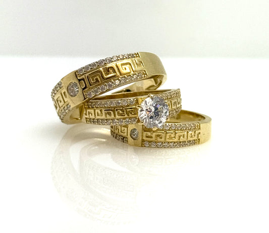 Trio de anillos de compromiso 10k