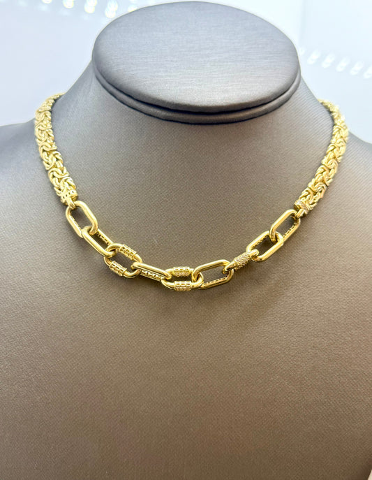 Gargantilla bizantino 14k con centro de eslabones de cadenas