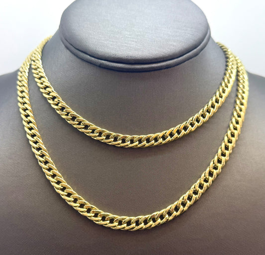 Gargantilla Con Eslabon cuban link semisolida 14k