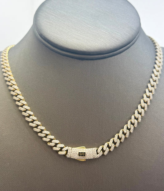 Cadena Monaco Adiamantada 14k 6.6mm